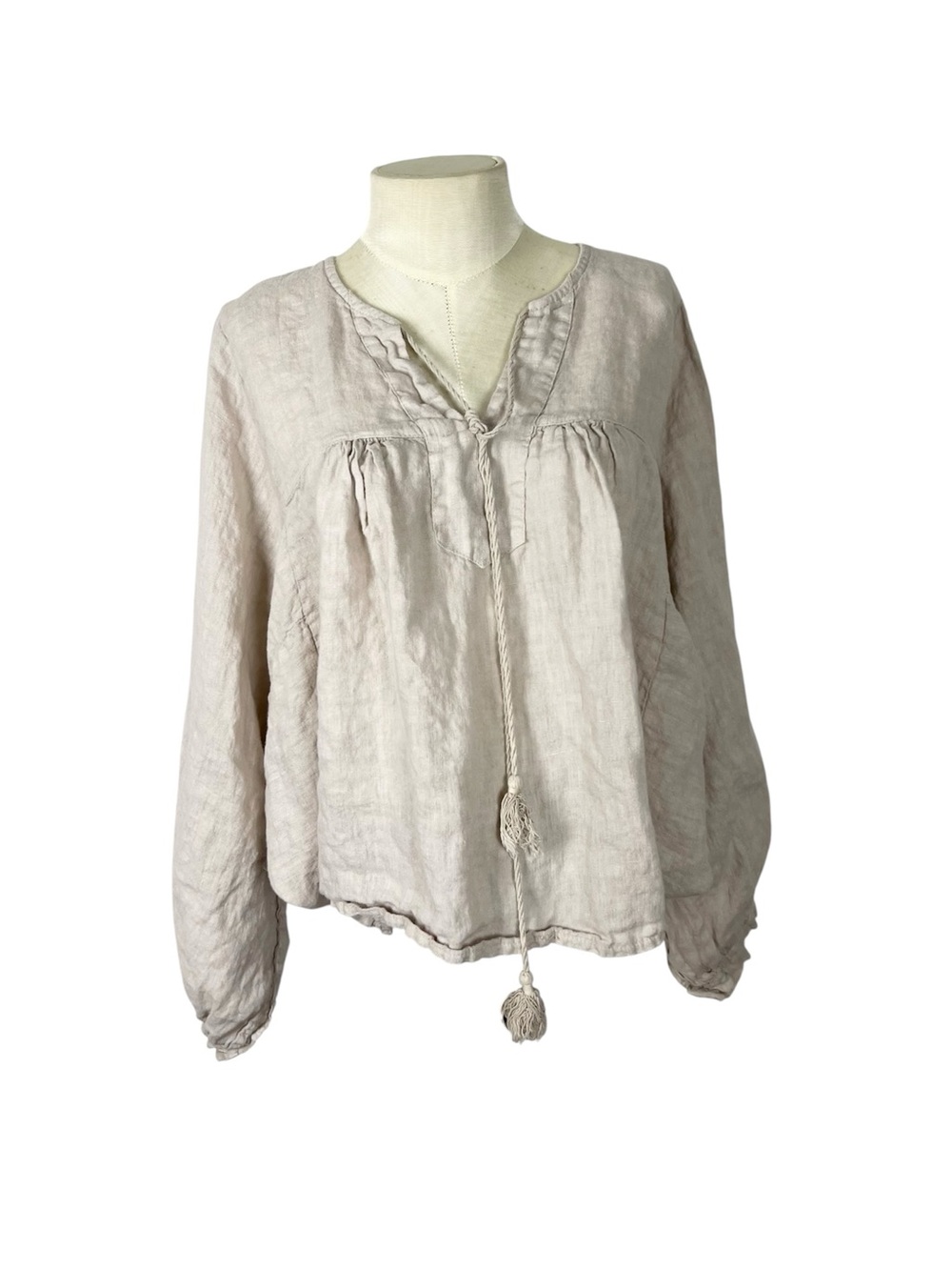 Beachwood Baby Meadow Blouse in Moon one size fits most Boho minimalist linen